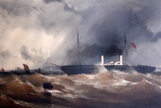 Charles Taylor (19th C.) Paddlesteamer of the Kentish coast 37 x 56cm